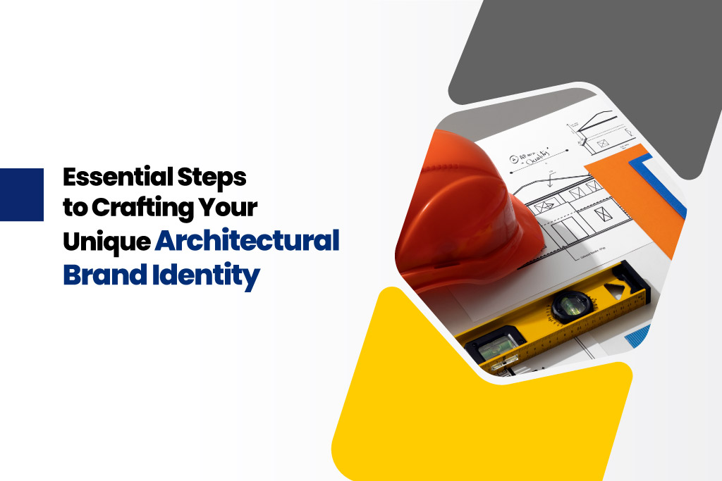 Architectural blueprint with brand identity elements